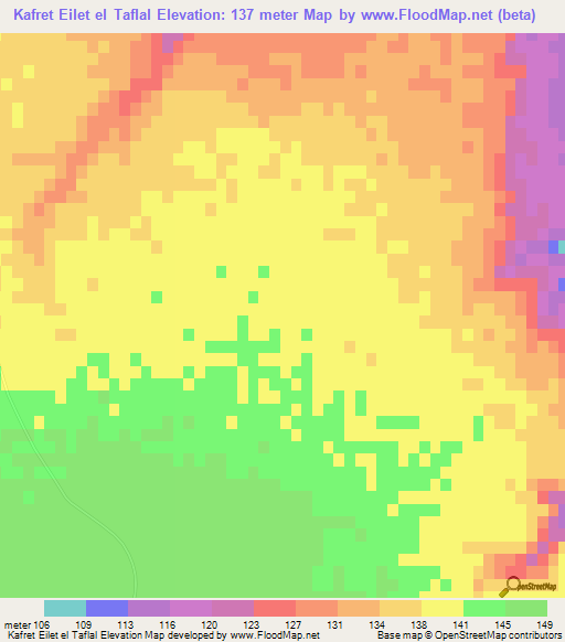 Kafret Eilet el Taflal,Egypt Elevation Map