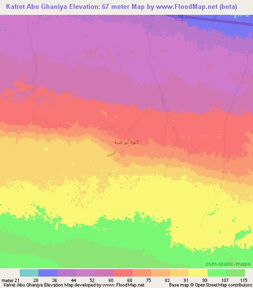 Kafret Abu Ghaniya,Egypt Elevation Map