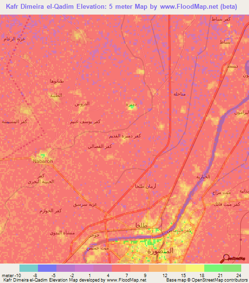 Kafr Dimeira el-Qadim,Egypt Elevation Map