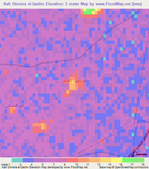 Kafr Dimeira el-Qadim,Egypt Elevation Map