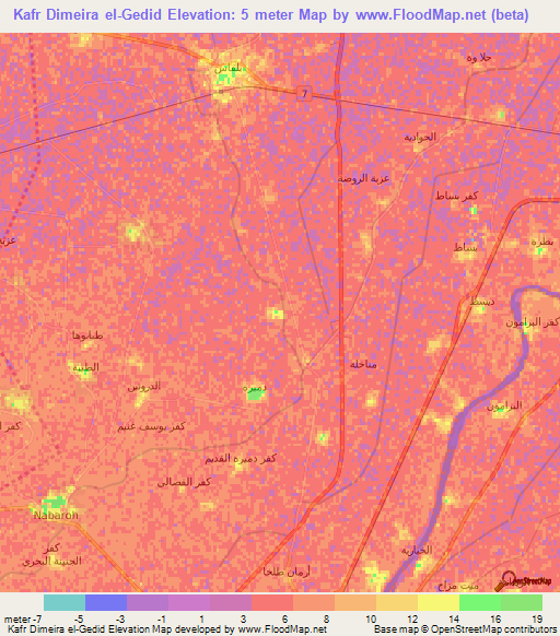 Kafr Dimeira el-Gedid,Egypt Elevation Map