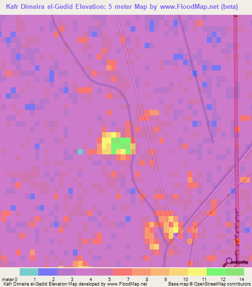 Kafr Dimeira el-Gedid,Egypt Elevation Map