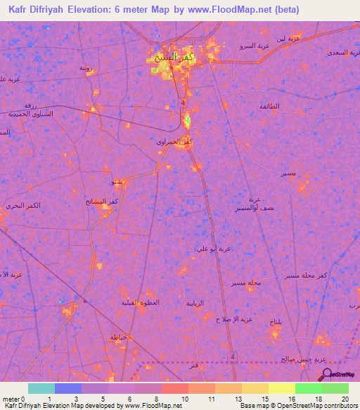 Kafr Difriyah,Egypt Elevation Map