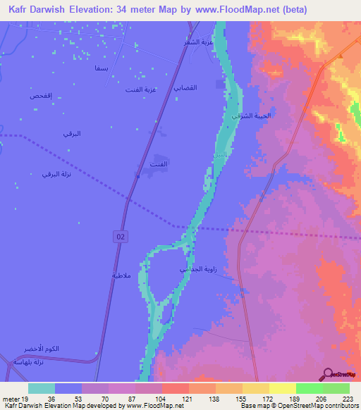 Kafr Darwish,Egypt Elevation Map