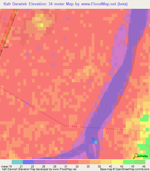 Kafr Darwish,Egypt Elevation Map