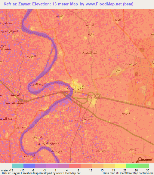 Kafr az Zayyat,Egypt Elevation Map