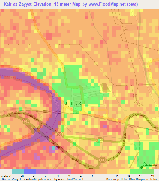 Kafr az Zayyat,Egypt Elevation Map