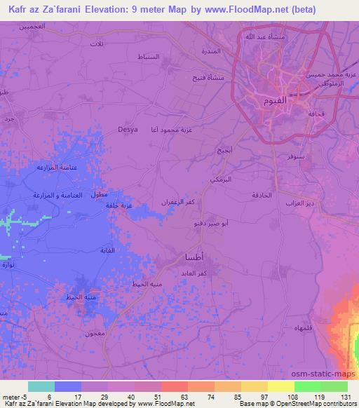 Kafr az Za`farani,Egypt Elevation Map