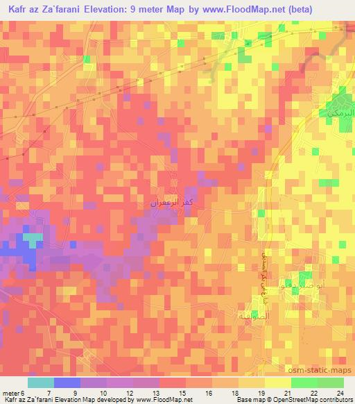 Kafr az Za`farani,Egypt Elevation Map