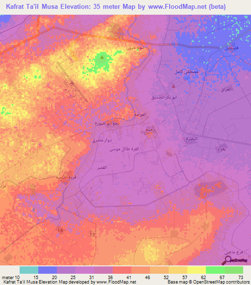 Kafrat Ta'il Musa,Egypt Elevation Map