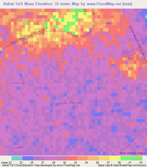 Kafrat Ta'il Musa,Egypt Elevation Map