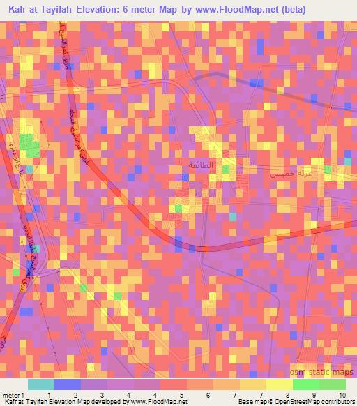 Kafr at Tayifah,Egypt Elevation Map