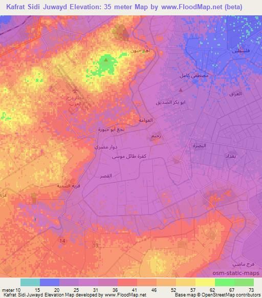 Kafrat Sidi Juwayd,Egypt Elevation Map