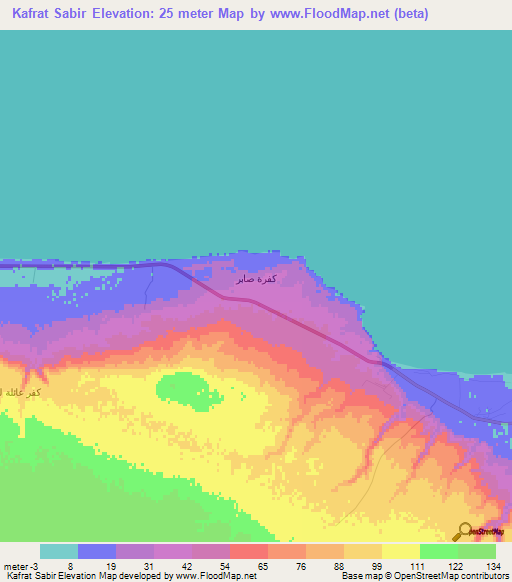 Kafrat Sabir,Egypt Elevation Map