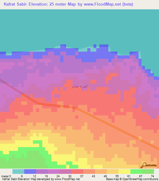 Kafrat Sabir,Egypt Elevation Map