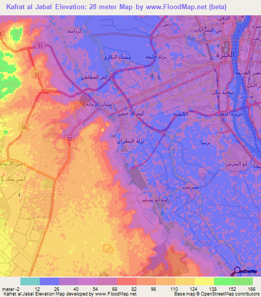 Kafrat al Jabal,Egypt Elevation Map