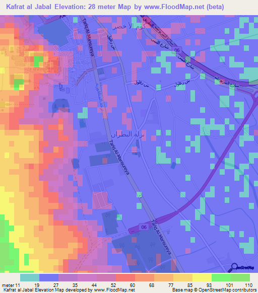 Kafrat al Jabal,Egypt Elevation Map