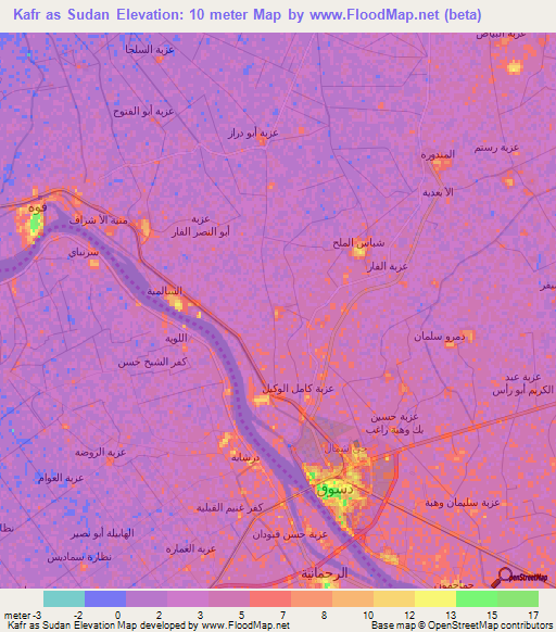 Kafr as Sudan,Egypt Elevation Map