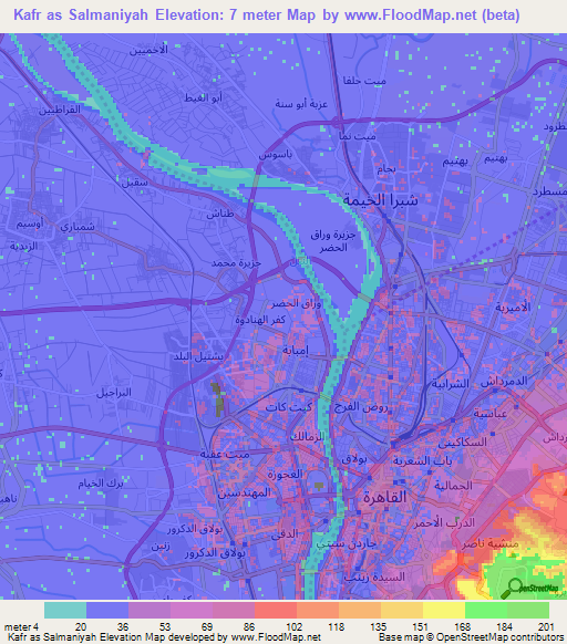 Kafr as Salmaniyah,Egypt Elevation Map