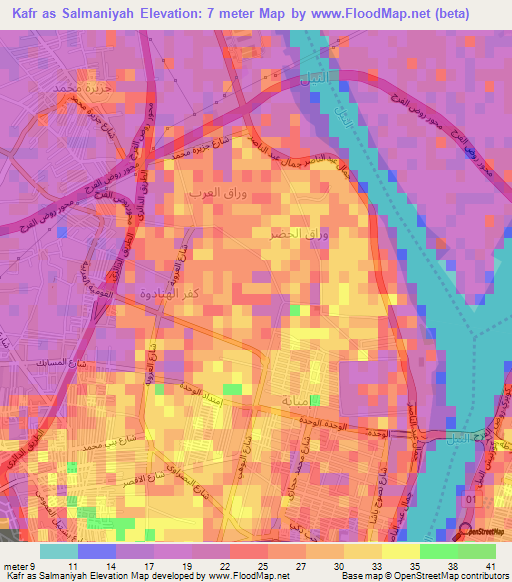 Kafr as Salmaniyah,Egypt Elevation Map