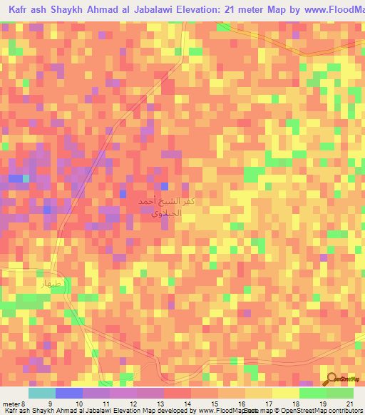 Kafr ash Shaykh Ahmad al Jabalawi,Egypt Elevation Map