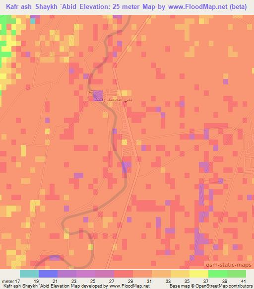 Kafr ash Shaykh `Abid,Egypt Elevation Map