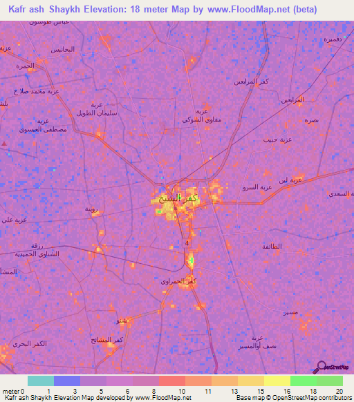 Kafr ash Shaykh,Egypt Elevation Map