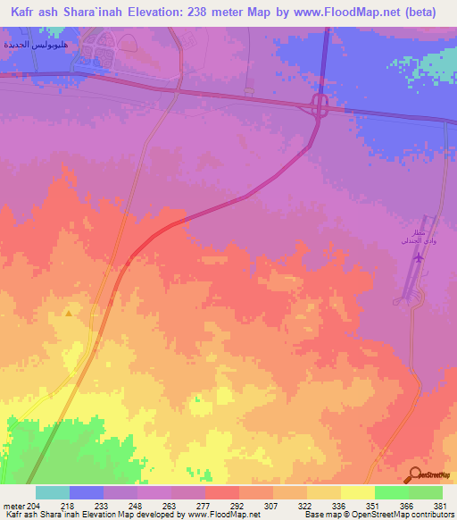 Kafr ash Shara`inah,Egypt Elevation Map