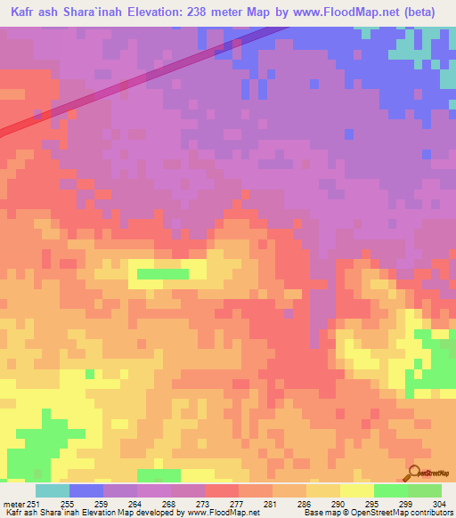 Kafr ash Shara`inah,Egypt Elevation Map