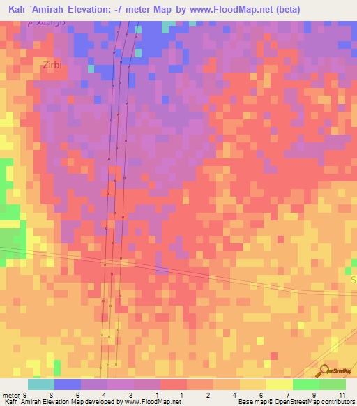 Kafr `Amirah,Egypt Elevation Map