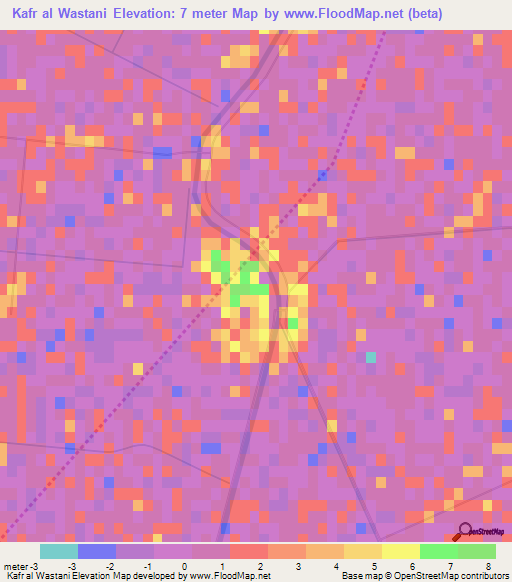 Kafr al Wastani,Egypt Elevation Map