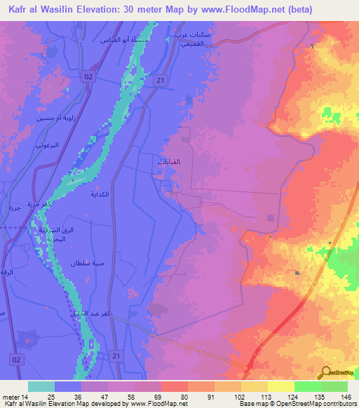 Kafr al Wasilin,Egypt Elevation Map