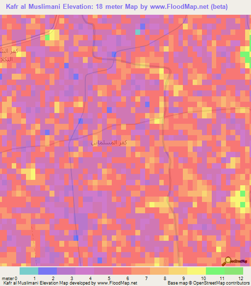 Kafr al Muslimani,Egypt Elevation Map