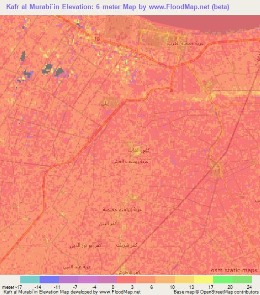 Kafr al Murabi`in,Egypt Elevation Map