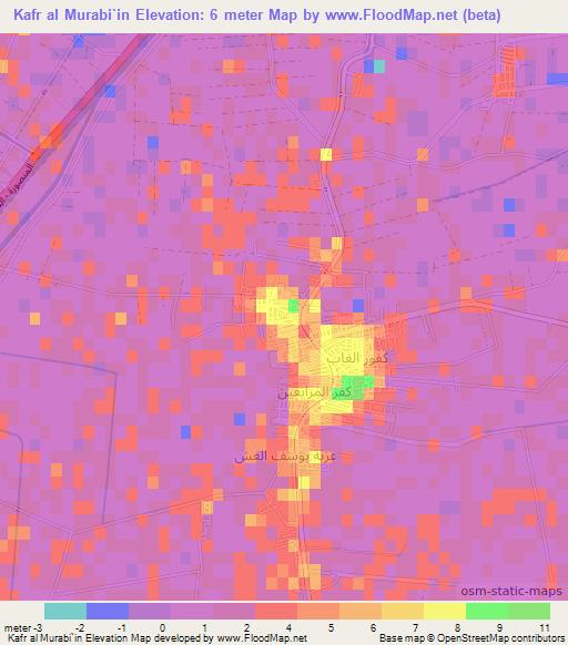 Kafr al Murabi`in,Egypt Elevation Map