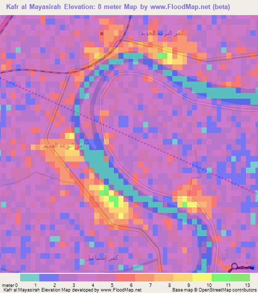 Kafr al Mayasirah,Egypt Elevation Map