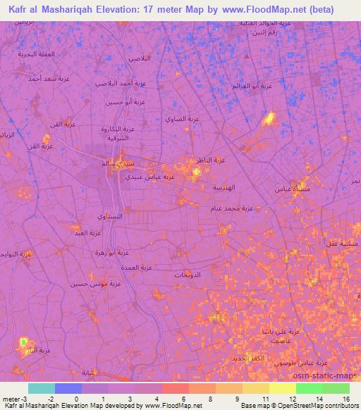 Kafr al Mashariqah,Egypt Elevation Map