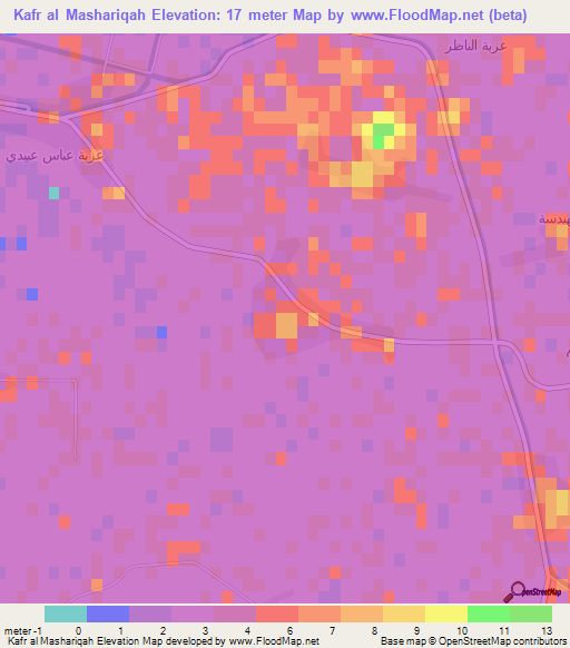 Kafr al Mashariqah,Egypt Elevation Map