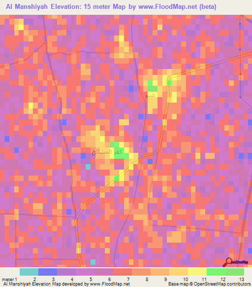 Al Manshiyah,Egypt Elevation Map