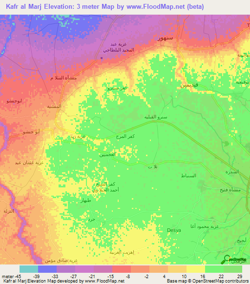 Kafr al Marj,Egypt Elevation Map