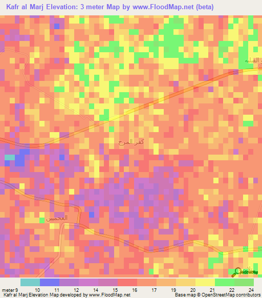 Kafr al Marj,Egypt Elevation Map