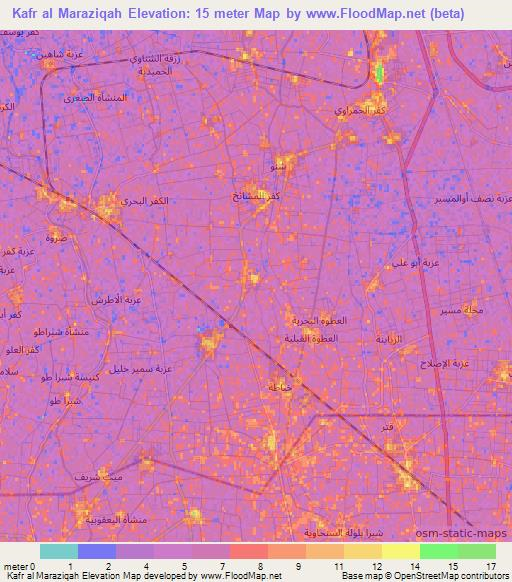 Kafr al Maraziqah,Egypt Elevation Map