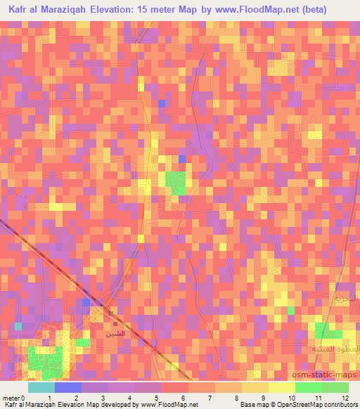 Kafr al Maraziqah,Egypt Elevation Map