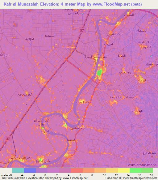 Kafr al Munazalah,Egypt Elevation Map