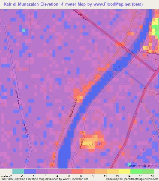 Kafr al Munazalah,Egypt Elevation Map