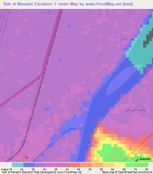 Kafr al Manashi,Egypt Elevation Map