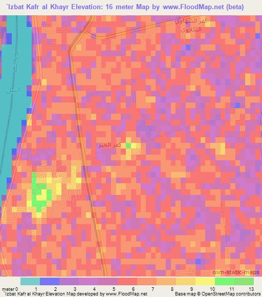 `Izbat Kafr al Khayr,Egypt Elevation Map