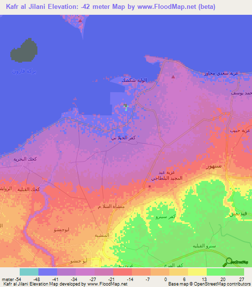 Kafr al Jilani,Egypt Elevation Map