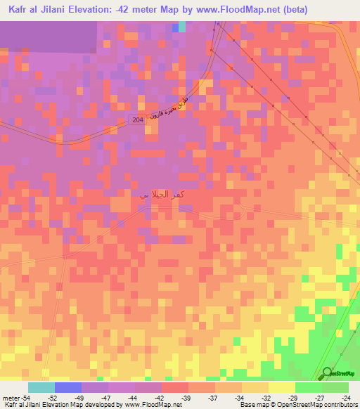 Kafr al Jilani,Egypt Elevation Map