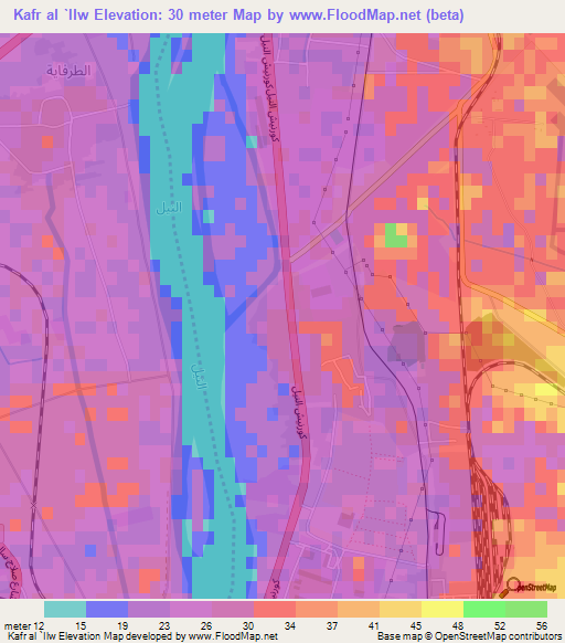 Kafr al `Ilw,Egypt Elevation Map